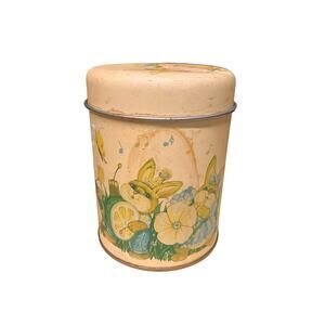 Wang's International 1987 Candy Tin, Bunnies, Ducks, Easter, Yellow Grannycore‎